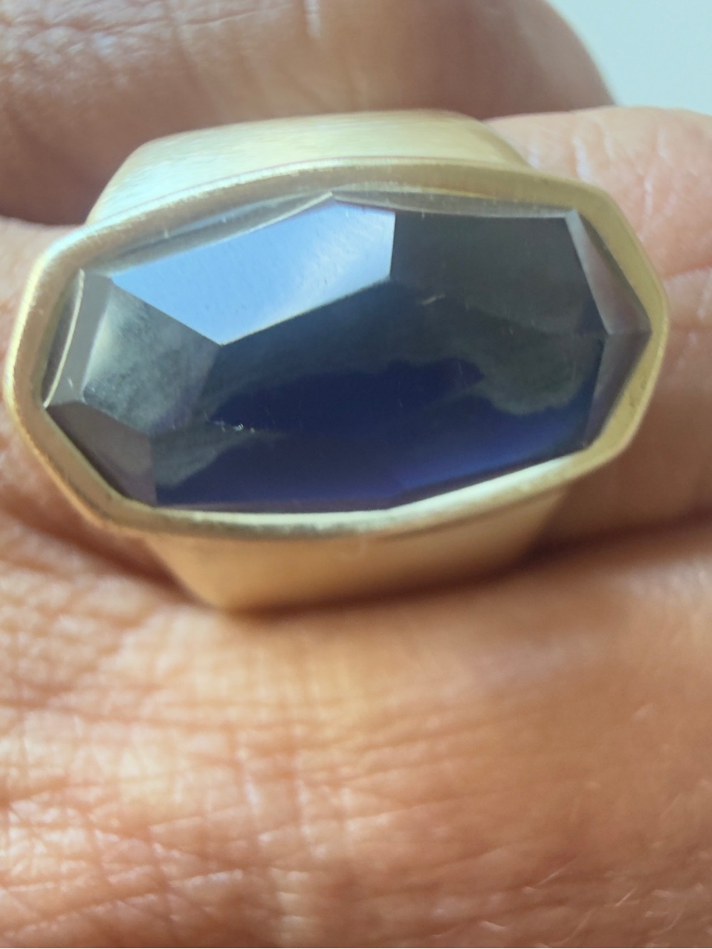 Kendra Scott Leah Mood Ring Gold Tone Blue Purple Faceted Stone Size 7 Retired
